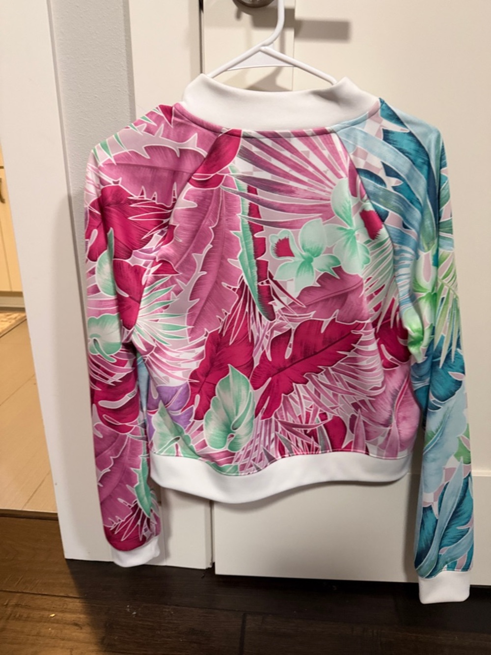 Nike Multicolor Tropical Leaf Zip Jacket - Pink Teal Purple Green - Picture 3 of 3